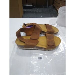 Plakton Women Leather Wedge Sandals Urbano Brown 41